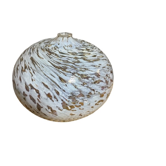 Hand blown glass  glass art decor hand crafted glass white gold - Picture 3 of 8